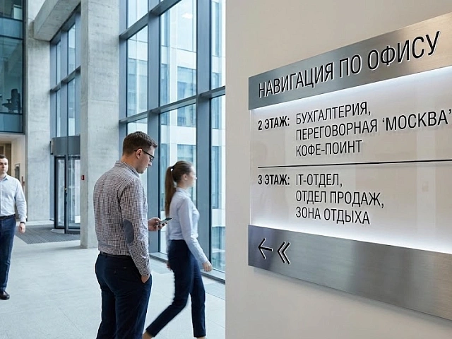 Как оформить кабинеты и пространство: гайд по выбору табличек на двери и навигационных указателей